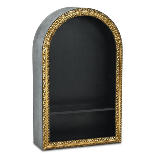 14" Black Wood Wall Mounted Accent Shelf
