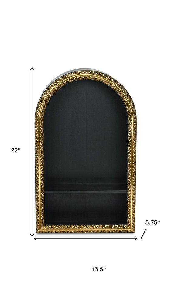 14" Black Wood Wall Mounted Accent Shelf