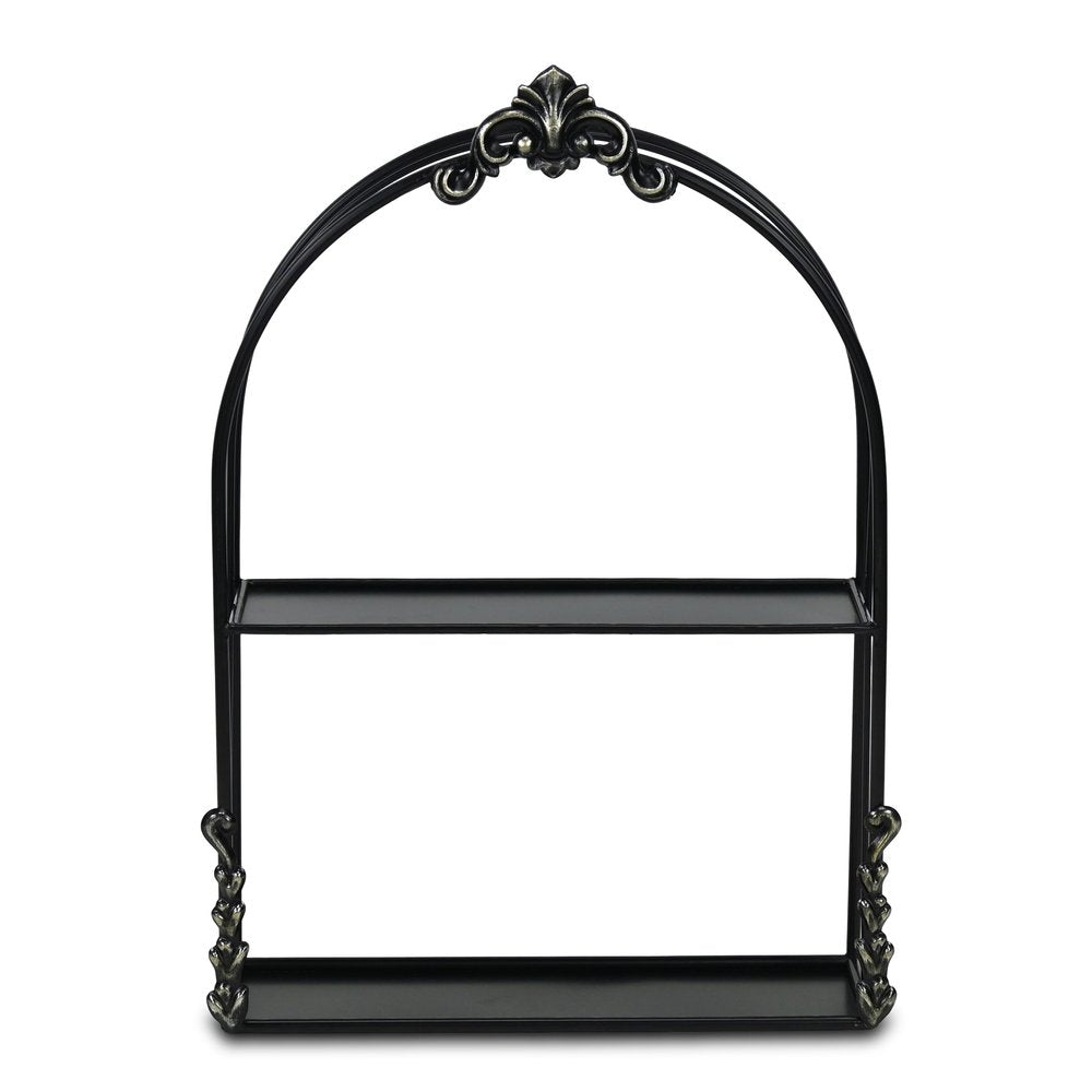 13" Black Metal Wall Mounted Accent Shelf