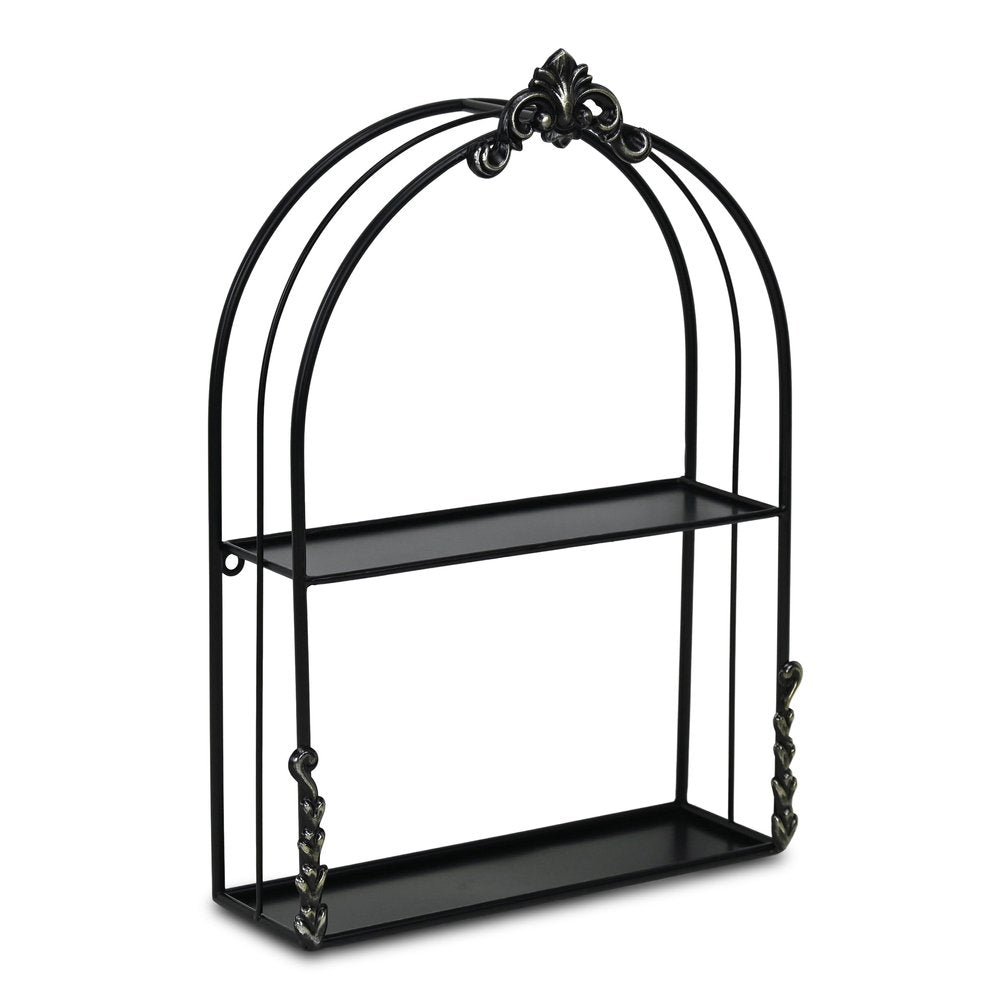 13" Black Metal Wall Mounted Accent Shelf