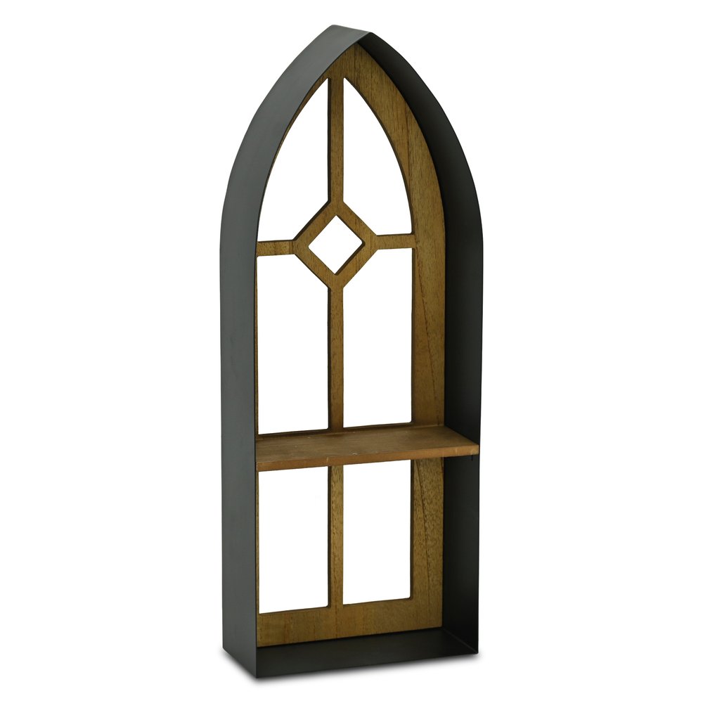 9" Black Metal Wall Mounted Accent Shelf