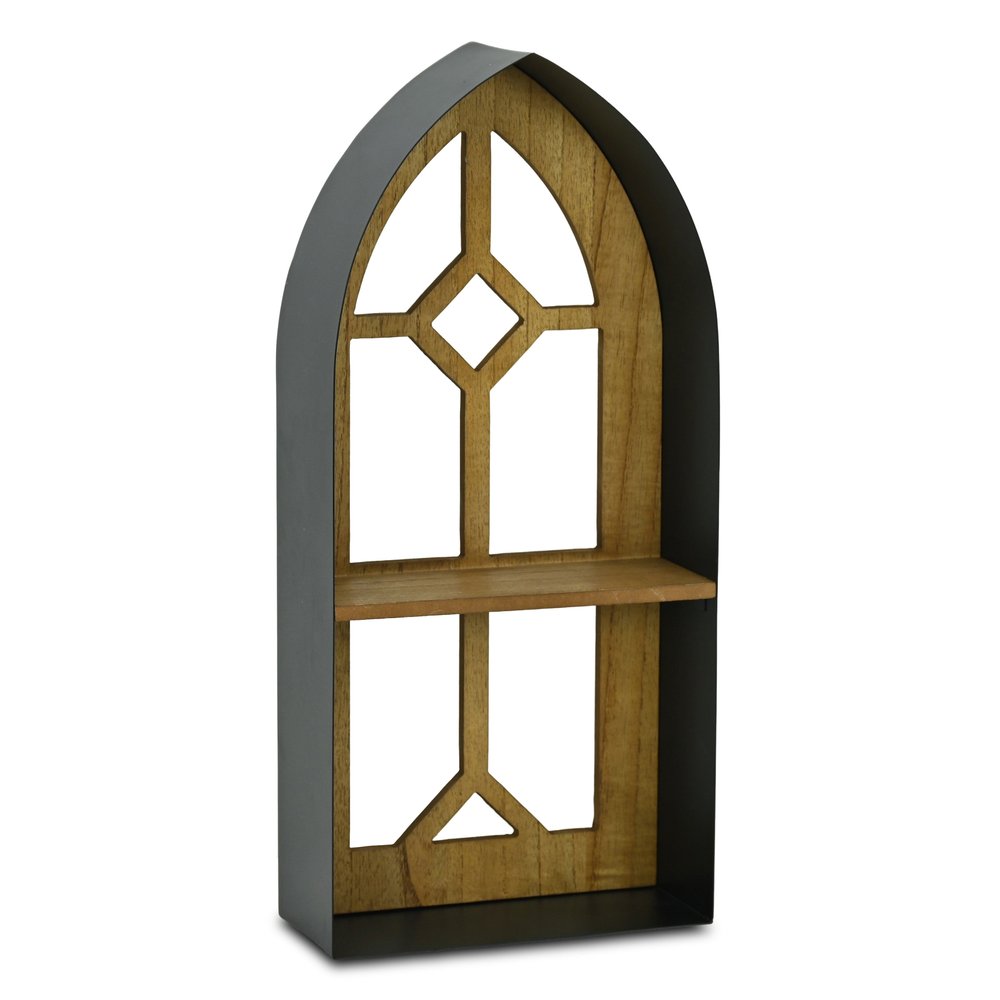 9" Black Metal Wall Mounted Accent Shelf