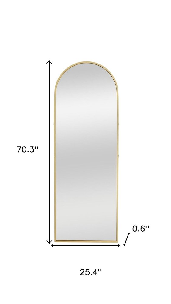 70" Gold Metal Arch Wall Mounted Leaning Or Freestanding Framed Full Length Mirror