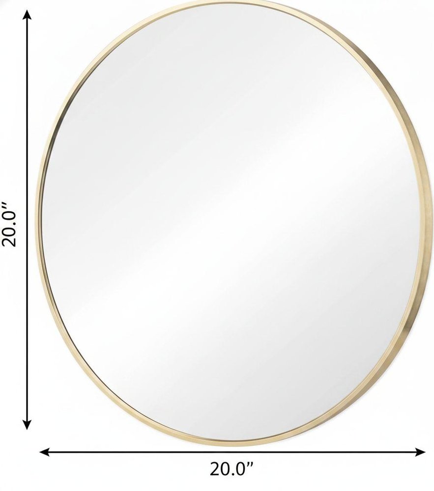 20" Gold Metal Round Framed Bathroom Vanity Mirror