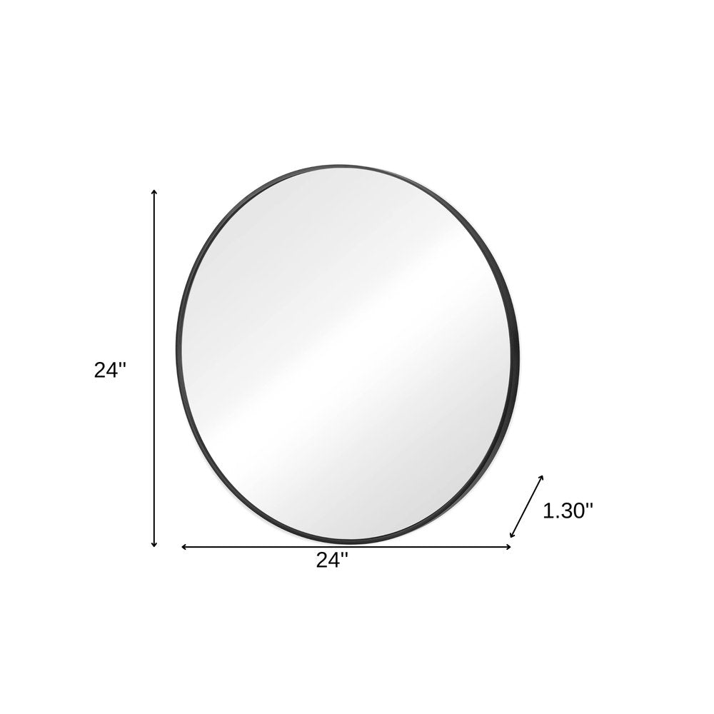 24" Black Metal Round Framed Bathroom Vanity Mirror