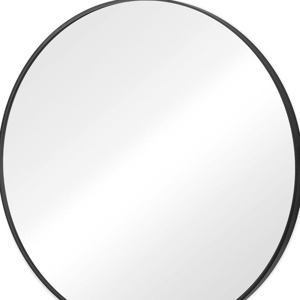 24" Black Metal Round Framed Bathroom Vanity Mirror