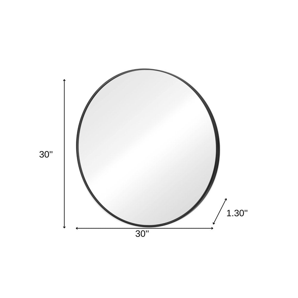 30" Black Metal Round Framed Bathroom Vanity Mirror
