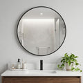 30" Black Metal Round Framed Bathroom Vanity Mirror