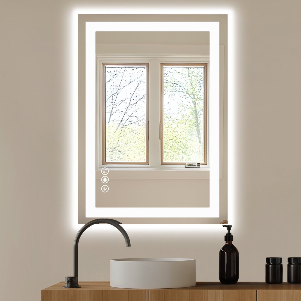 28" Lighted Frameless Bathroom Vanity Mirror