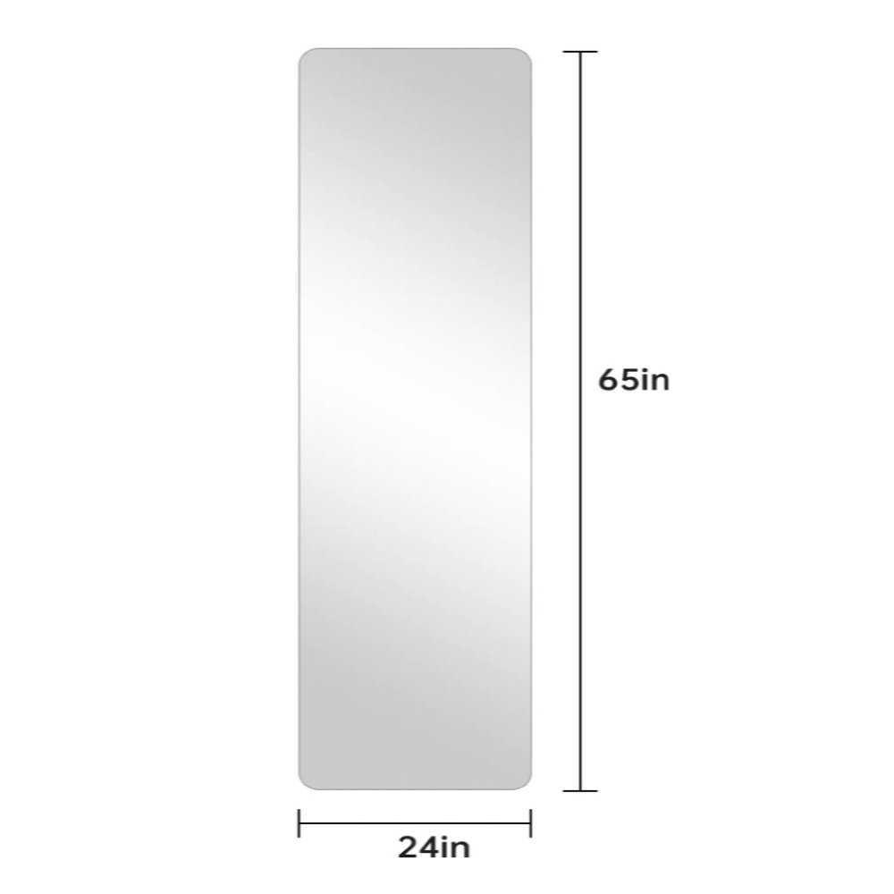 65" Silver Frameless Full Length Hanging Mirror