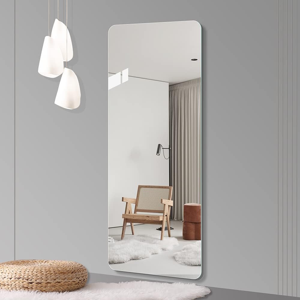 65" Silver Frameless Full Length Hanging Mirror