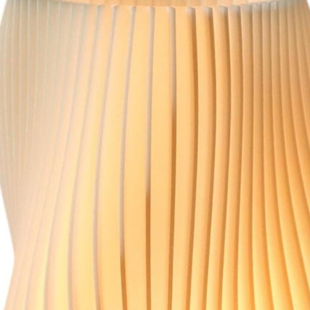 9" Beige And Natural Wavy Geometric Battery Operated Table Lamp