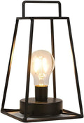 10" Black Metal Geometric Battery Operated Desk Lamp With Novelty Shade