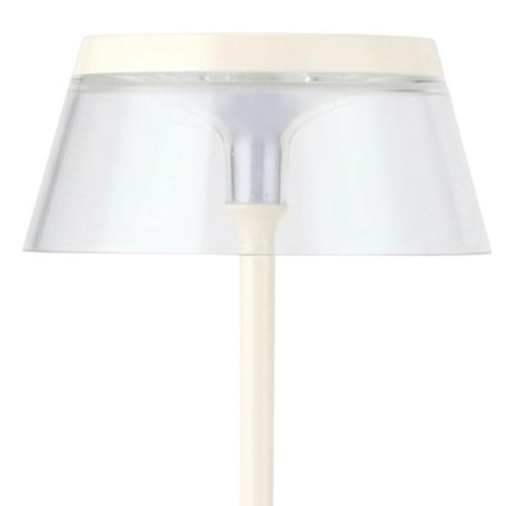 11" White Geometric Modern Industrial Battery Operated Desk Lamp