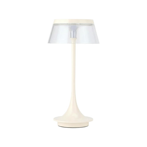 11" White Geometric Modern Industrial Battery Operated Desk Lamp