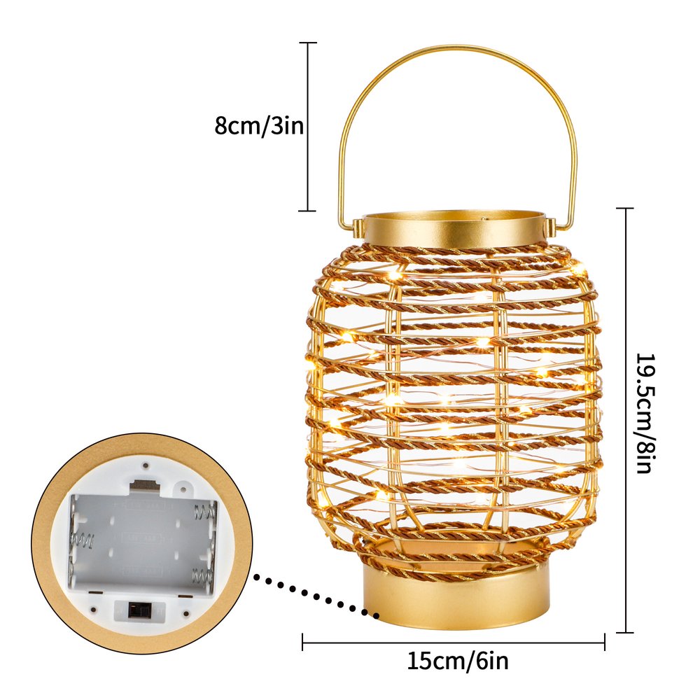 8" Distressed Gold Geometric Lantern Desk Lamp With Novelty Shade