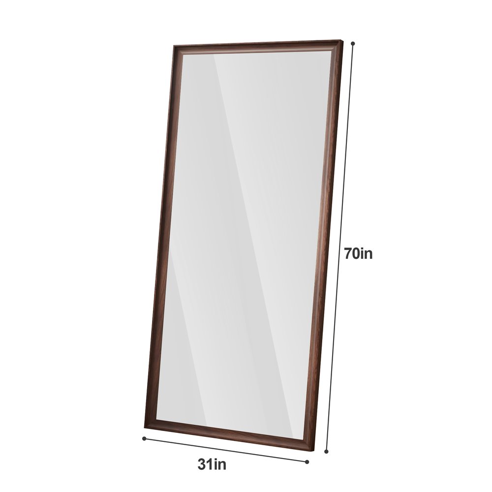 71" Brown Wood Wall Mounted And Leaning Framed Full Length Mirror