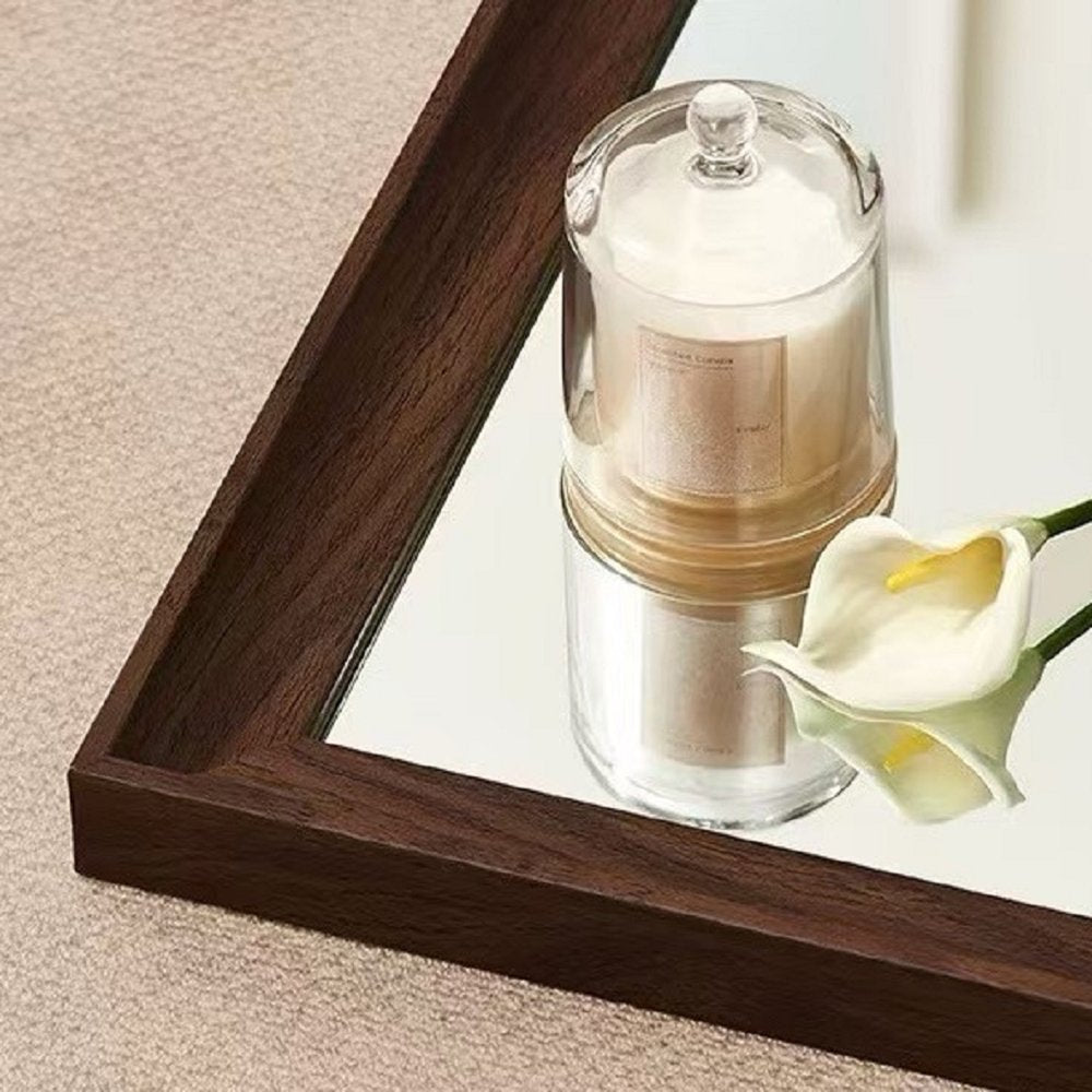 71" Brown Wood Wall Mounted And Leaning Framed Full Length Mirror