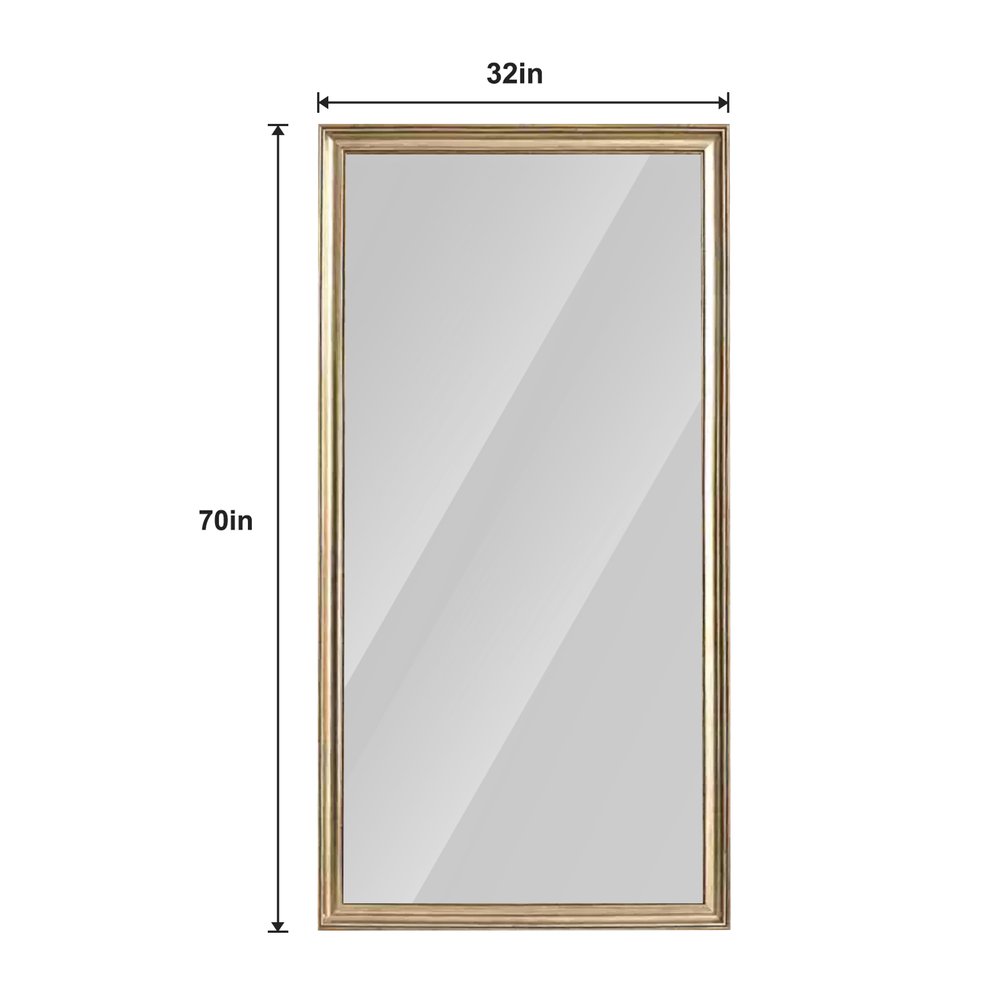 71" Golden Brown Wood Wall Mounted And Leaning Framed Full Length Mirror