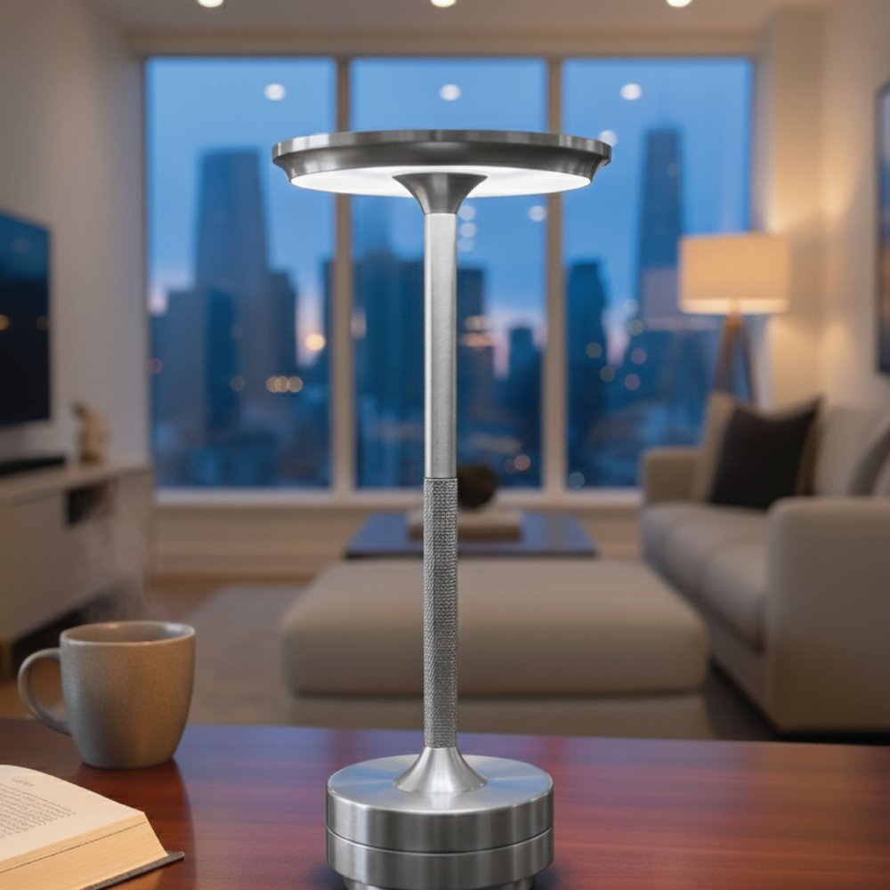 11" Silver Round Table Lamp