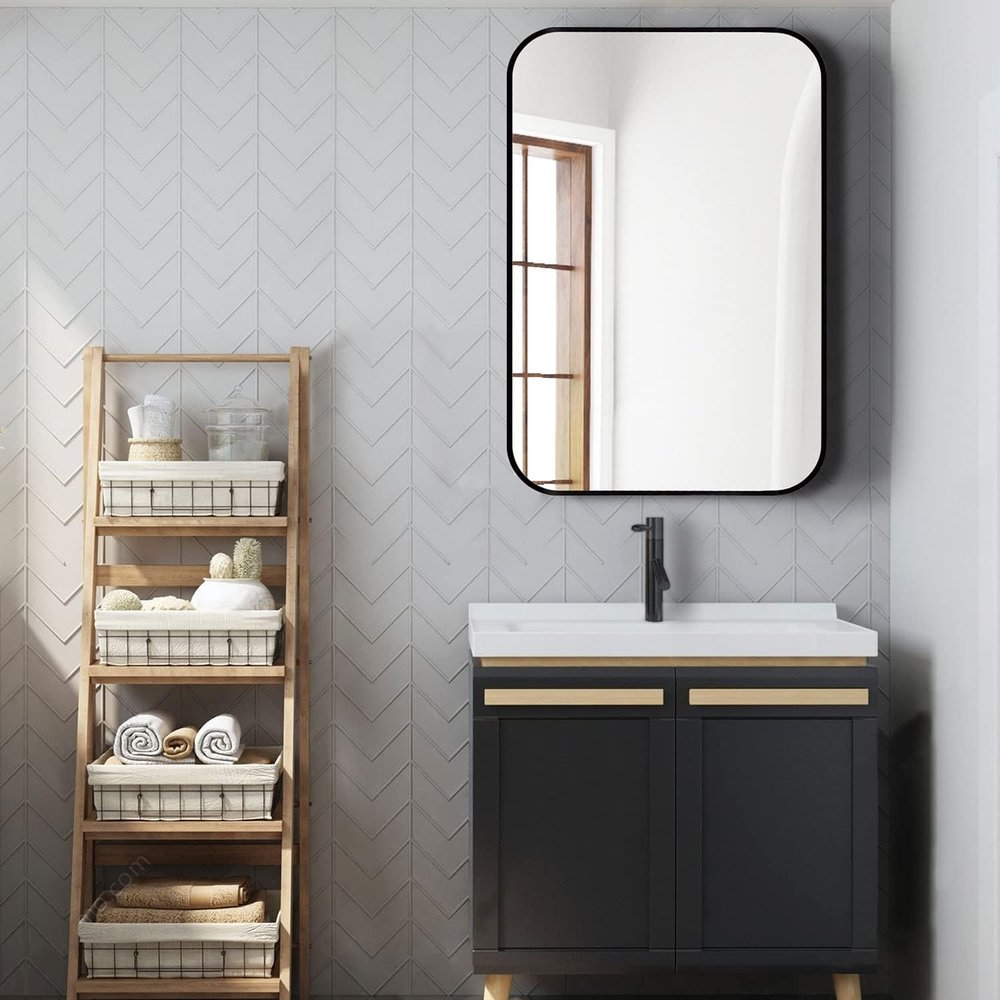 36" Black Aluminum Framed Accent Mirror
