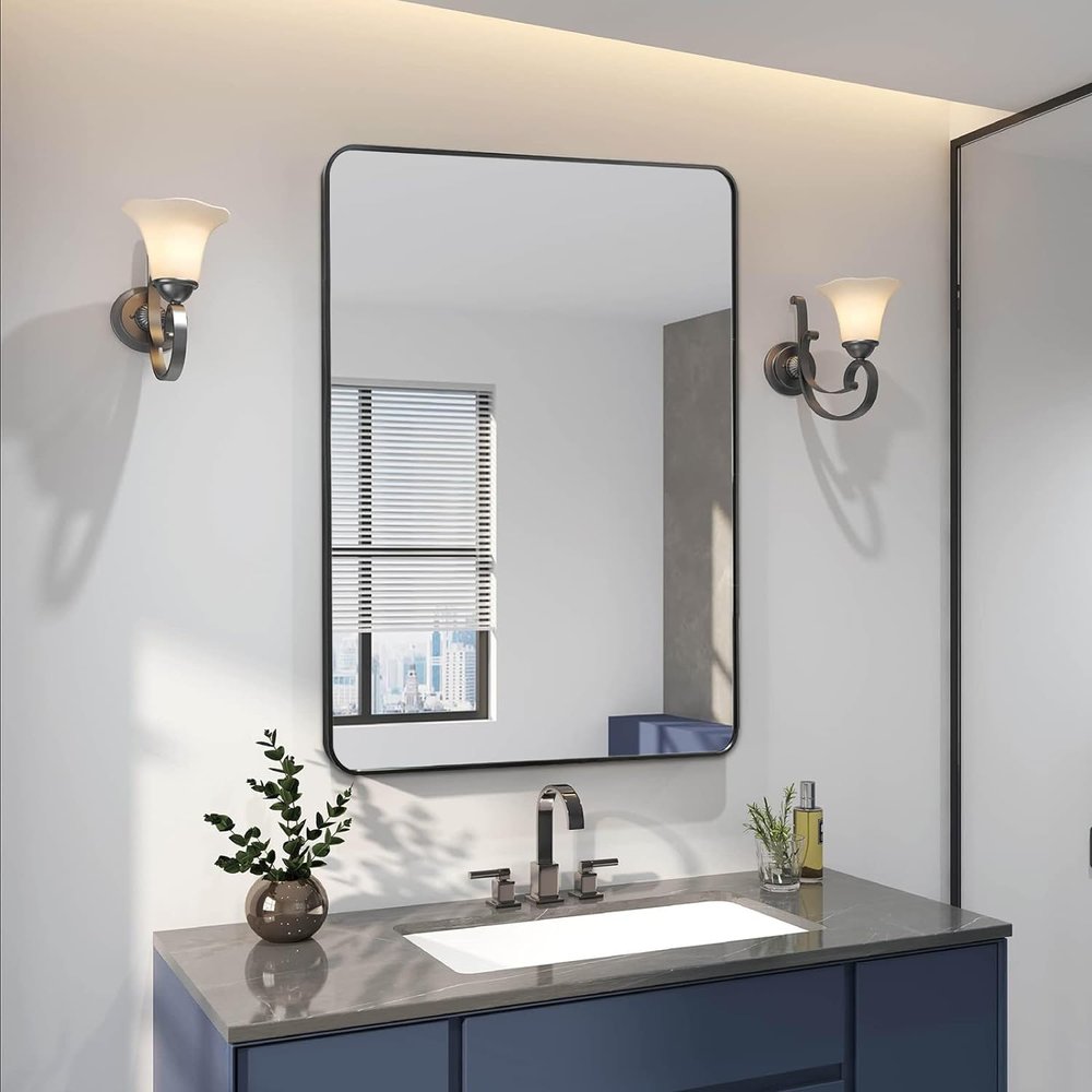 36" Black Aluminum Framed Accent Mirror