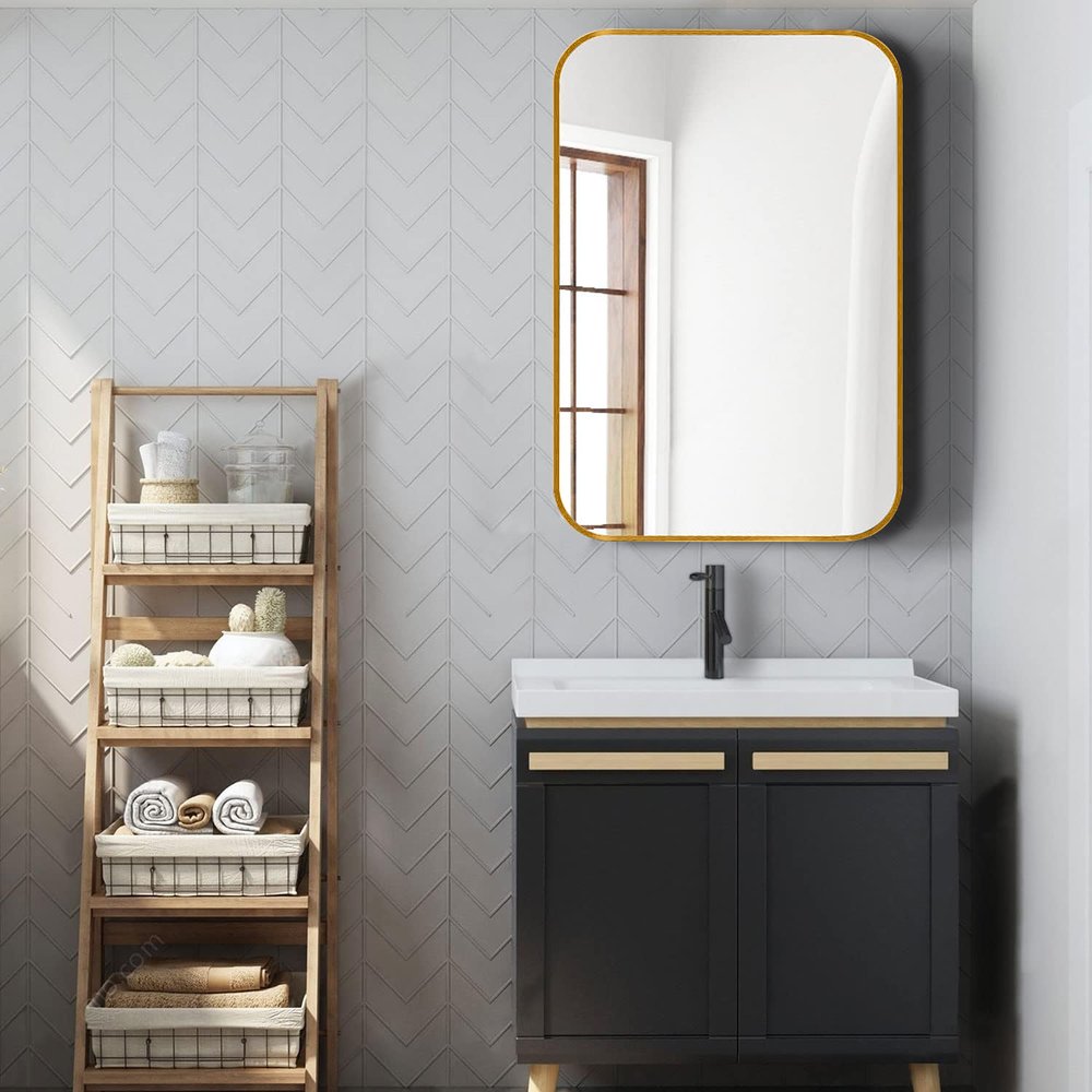 36" Gold Aluminum Framed Accent Mirror
