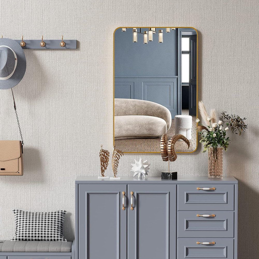 36" Gold Aluminum Framed Accent Mirror
