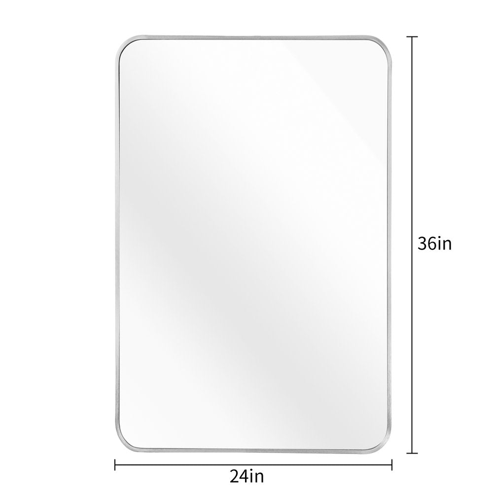 36" Silver Aluminum Framed Accent Mirror