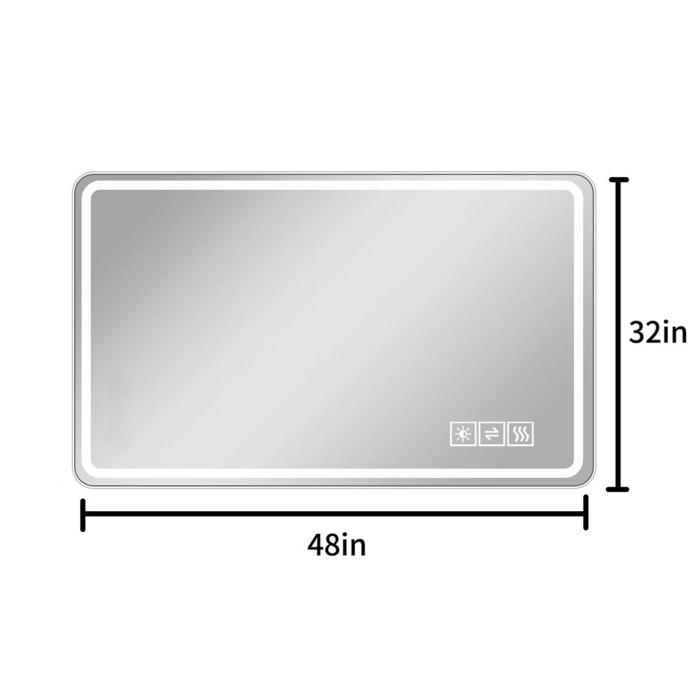 32" Silver Lighted Frameless Anti Fog Bathroom Vanity Mirror