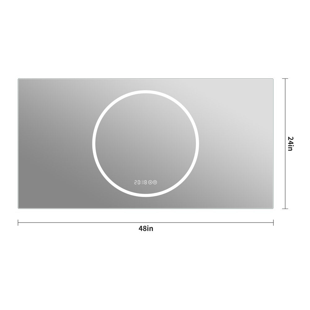 24" Lighted Frameless Anti Fog Bathroom Vanity Mirror