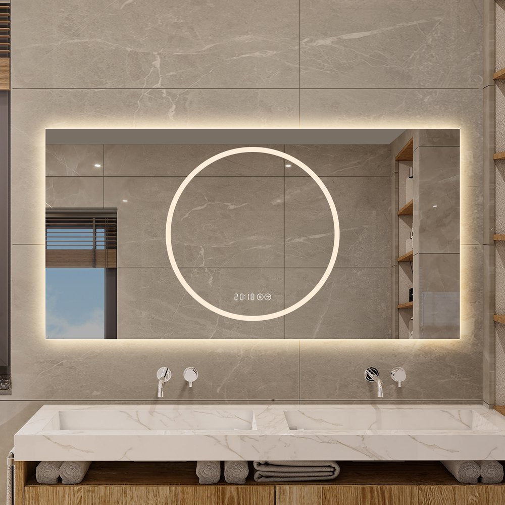 24" Lighted Frameless Anti Fog Bathroom Vanity Mirror