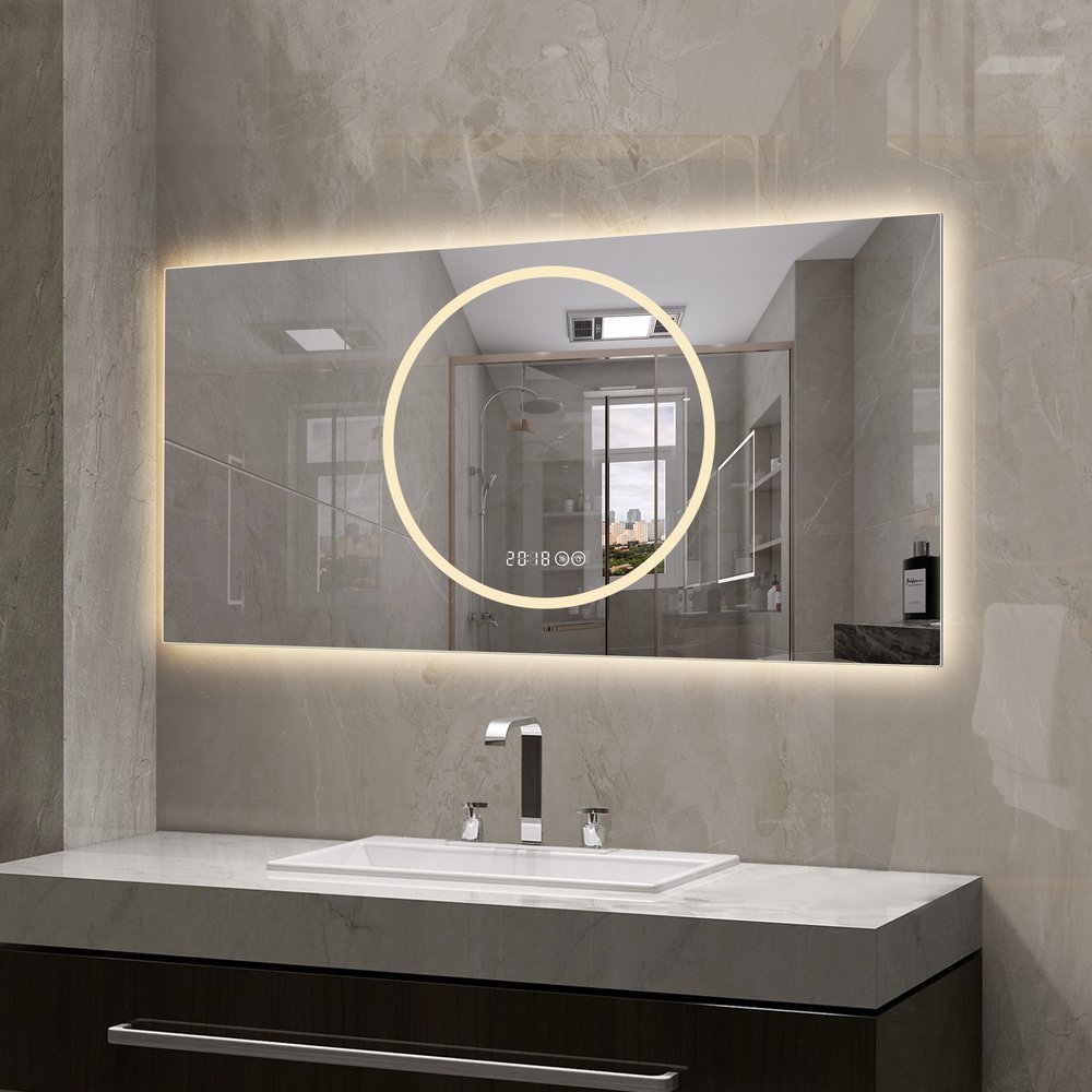 24" Lighted Frameless Anti Fog Bathroom Vanity Mirror