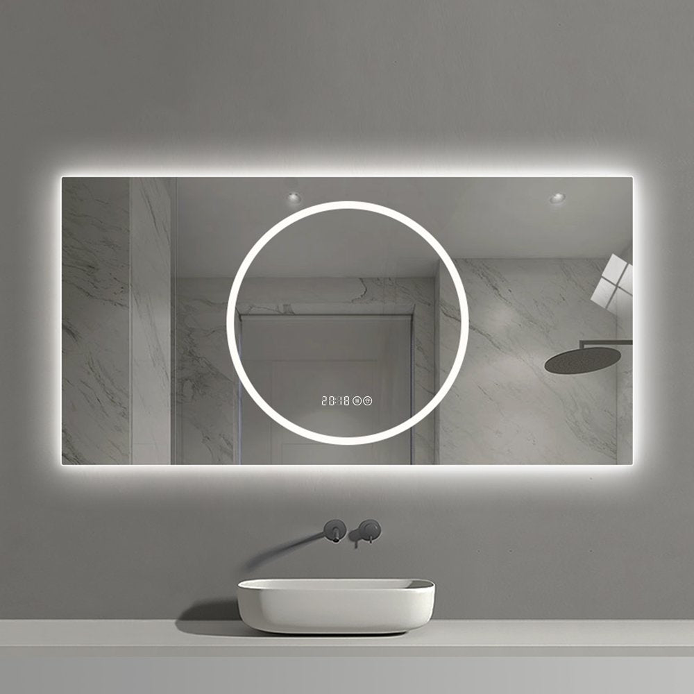 24" Lighted Frameless Anti Fog Bathroom Vanity Mirror