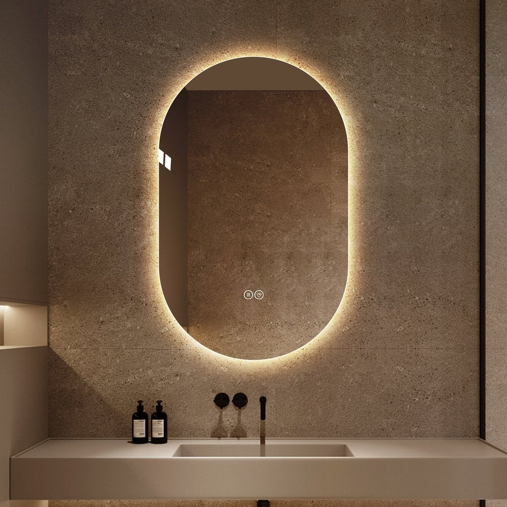 48" Oval Lighted Frameless Anti Fog Bathroom Vanity Mirror
