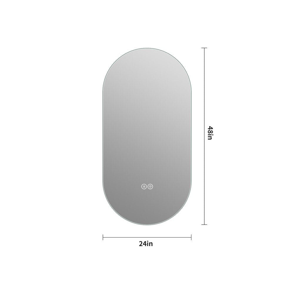 48" Oval Lighted Frameless Anti Fog Bathroom Vanity Mirror