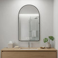 48" Black Aluminum Arch Lighted Framed Anti Fog Bathroom Vanity Mirror