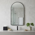 59" Black Aluminum Arch Lighted Framed Anti Fog Bathroom Vanity Mirror