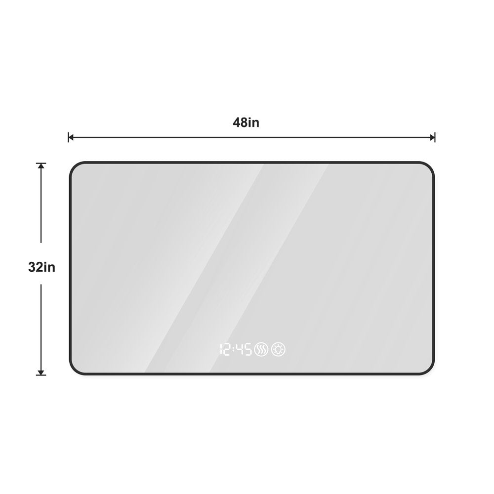 32" Black Aluminum Lighted Framed Anti Fog Bathroom Vanity Mirror