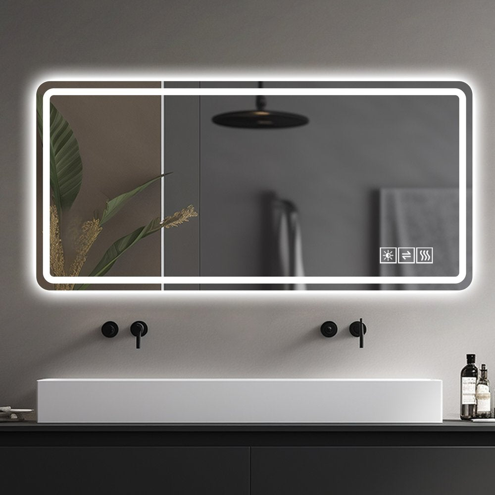 28" Lighted Frameless Anti Fog Bathroom Vanity Mirror