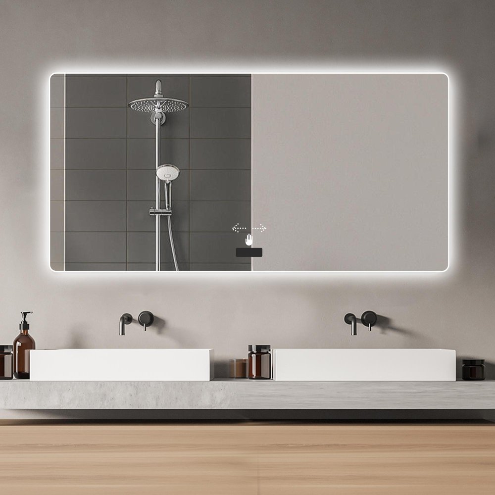 32" Lighted Frameless Anti Fog Bathroom Vanity Mirror