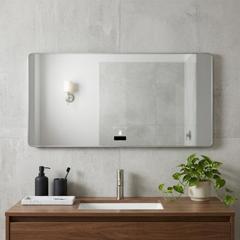 32" Lighted Frameless Anti Fog Bathroom Vanity Mirror