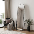 59" Black Aluminum Arch Freestanding And Wall Mounted Framed Full Length Mirror