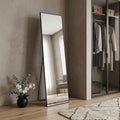 59" Black Aluminum Freestanding And Wall Mounted Framed Full Length Mirror