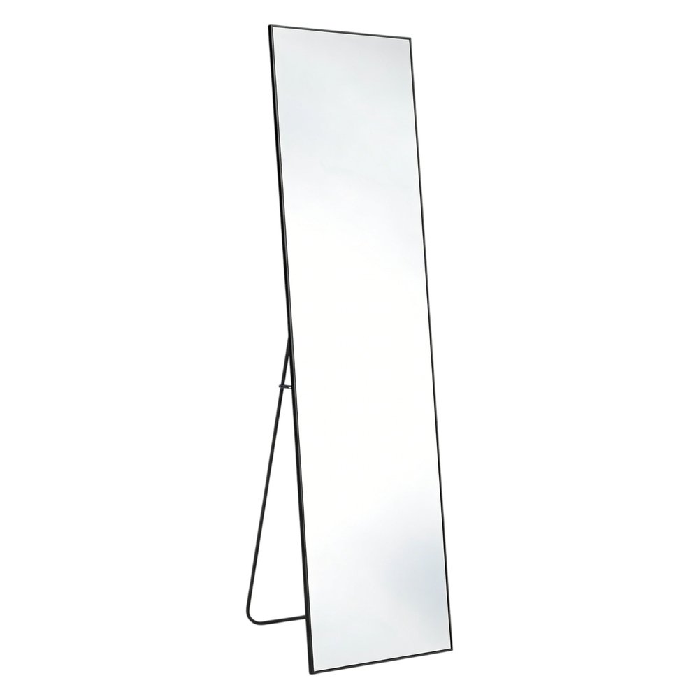 59" Black Aluminum Freestanding And Wall Mounted Framed Full Length Mirror