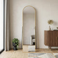 59" Gold Aluminum Arch Freestanding And Wall Mounted Framed Full Length Mirror