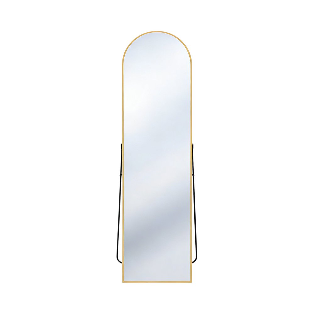 59" Gold Aluminum Arch Freestanding And Wall Mounted Framed Full Length Mirror