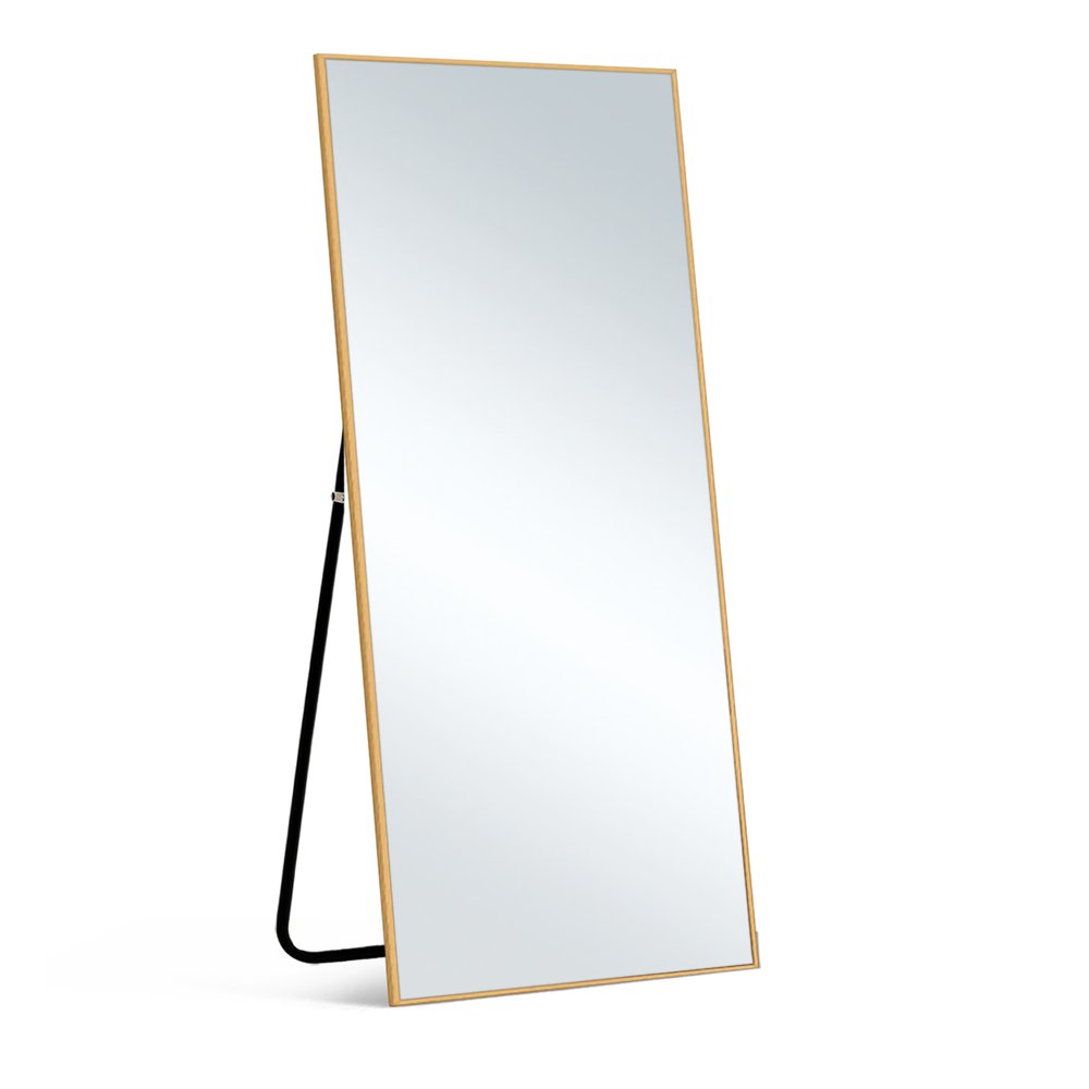64" Gold Aluminum Freestanding And Wall Mounted Framed Full Length Mirror