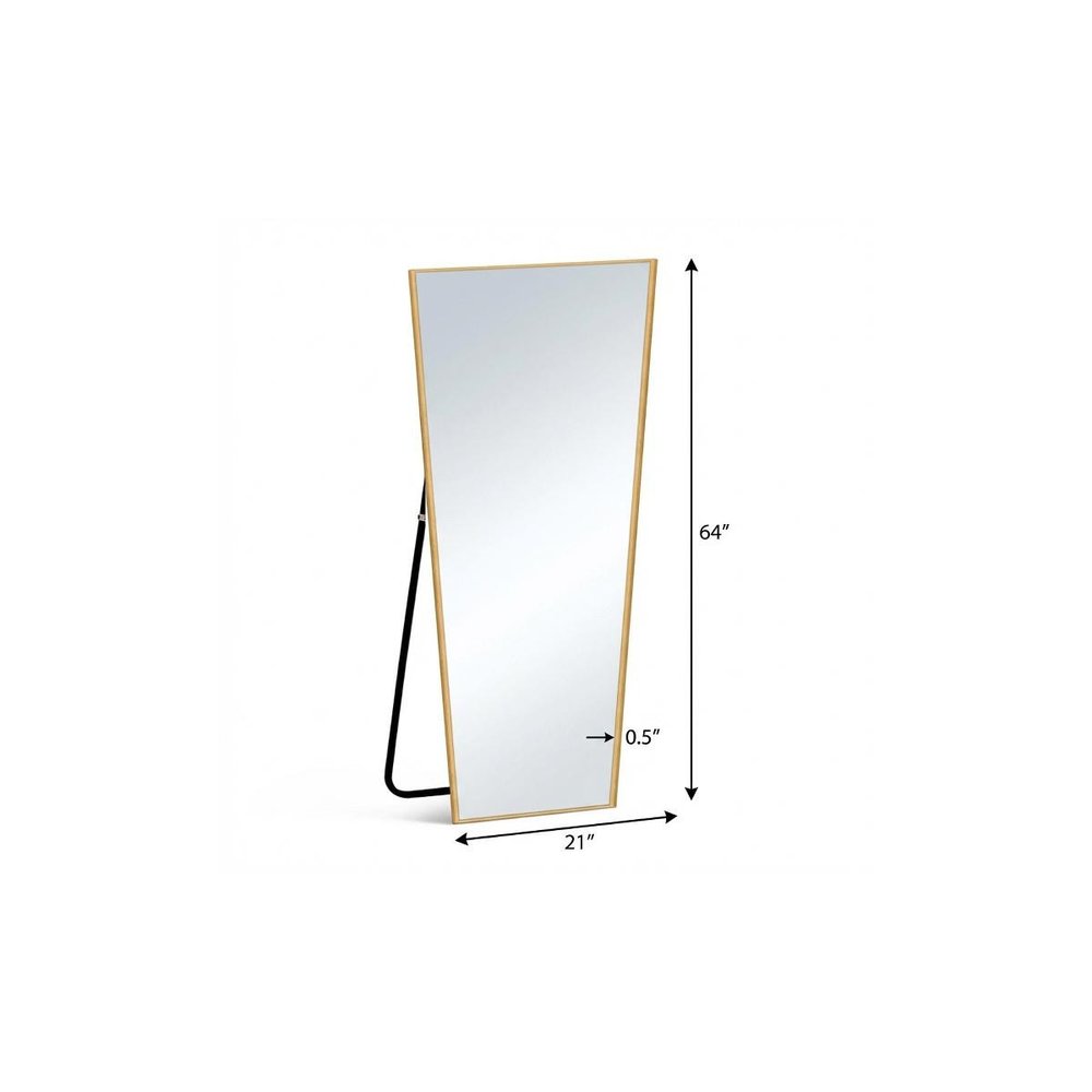 64" Gold Aluminum Freestanding And Wall Mounted Framed Full Length Mirror