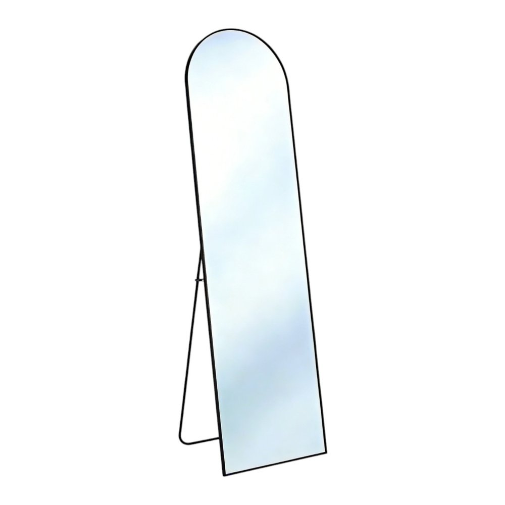 70" Black Aluminum Arch Freestanding And Wall Mounted Framed Full Length Mirror